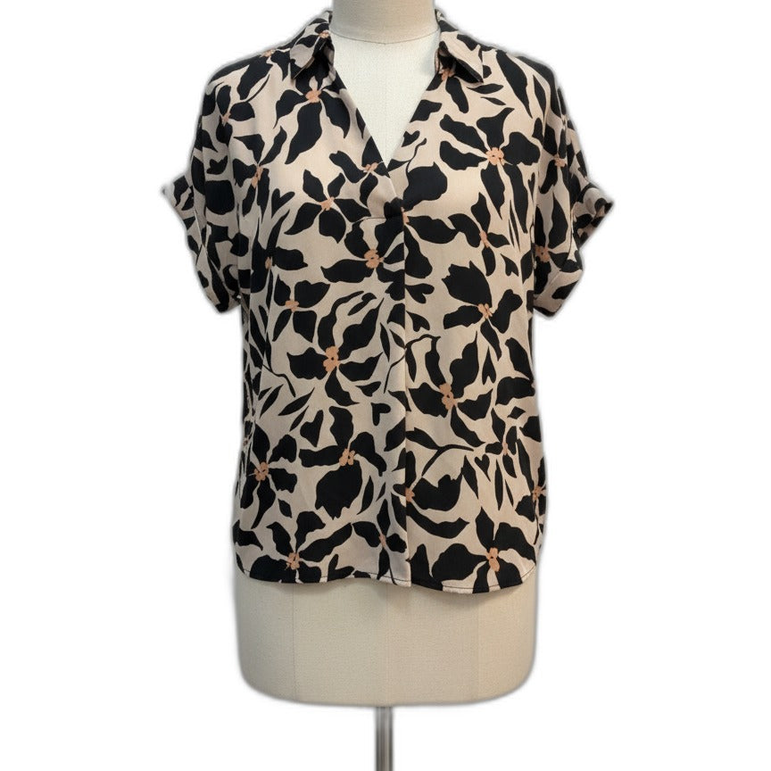 Cabi · Replay Top · Medium · BlushBlk Floral Print