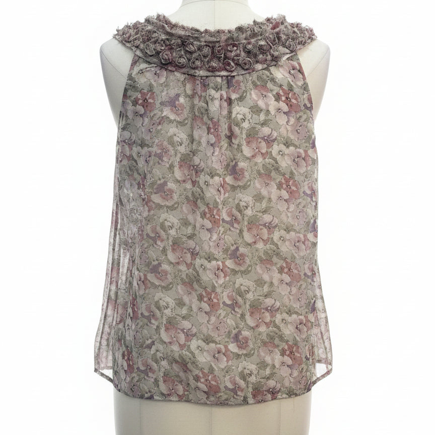 Anthropologie · Blue Velvet Pansy Print · Large · MauveMulti
