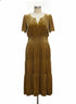 Anthropologie · Velvet Smocked Waist Tiered Maxi Dress · Large P · Dijon