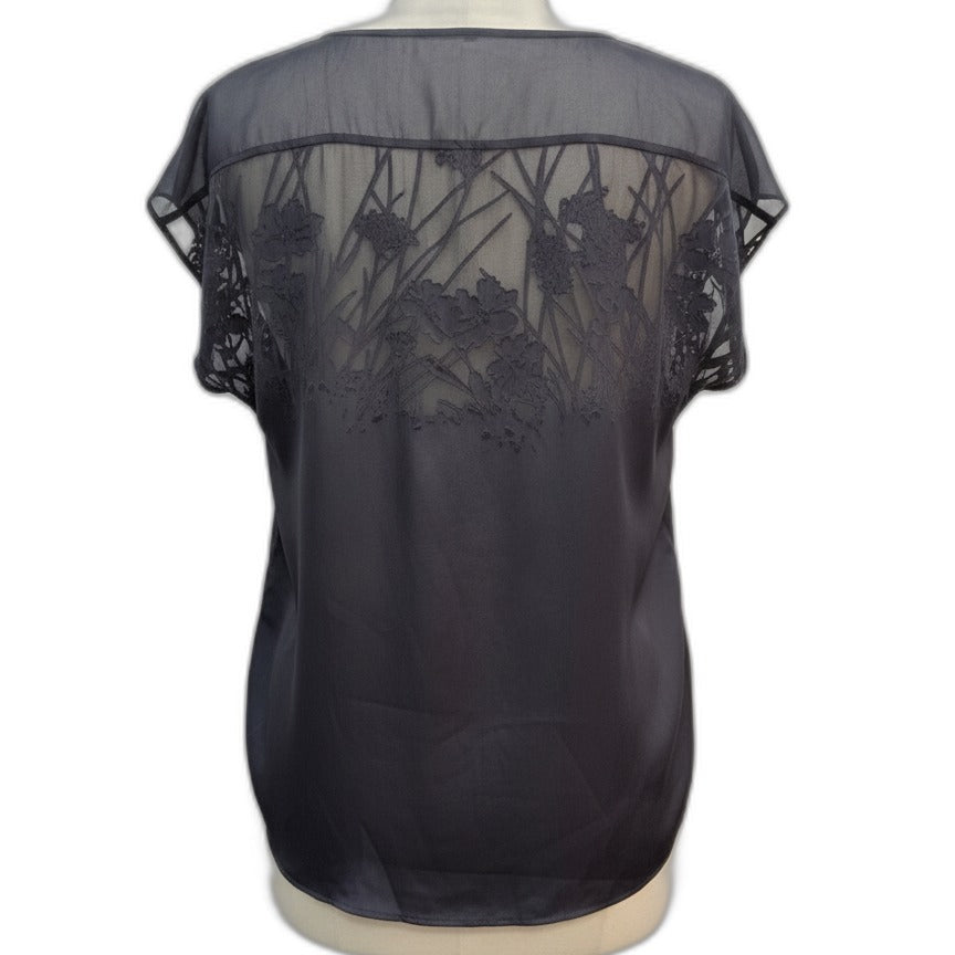 Le Chateau · ShortSleeve Top · XSmall · Gray Sheer