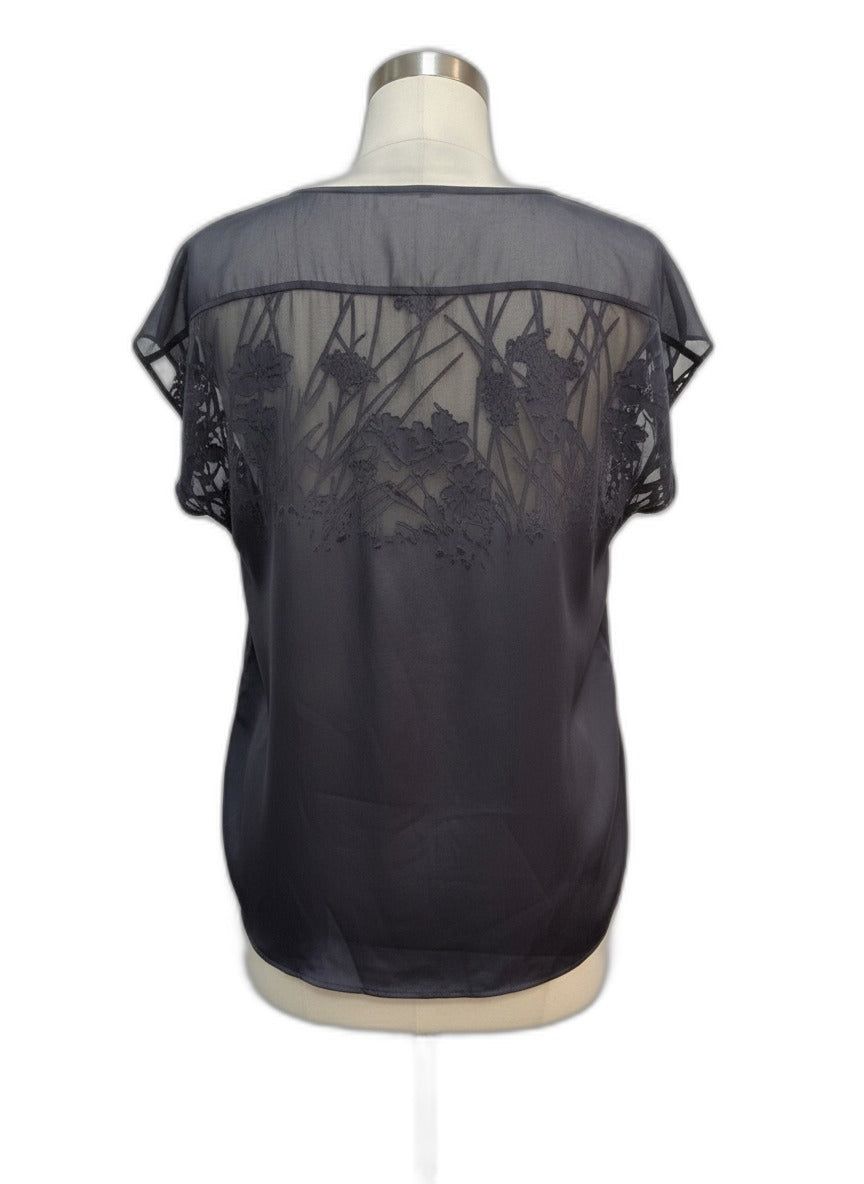 Le Chateau · ShortSleeve Top · XSmall · Gray Sheer