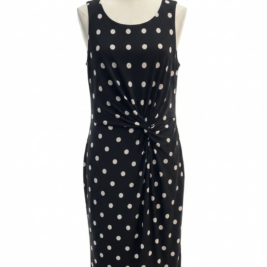 Ralph Lauren · Sleeveless Dress Twist front detail · 16 · Blk/White Polka-Dots