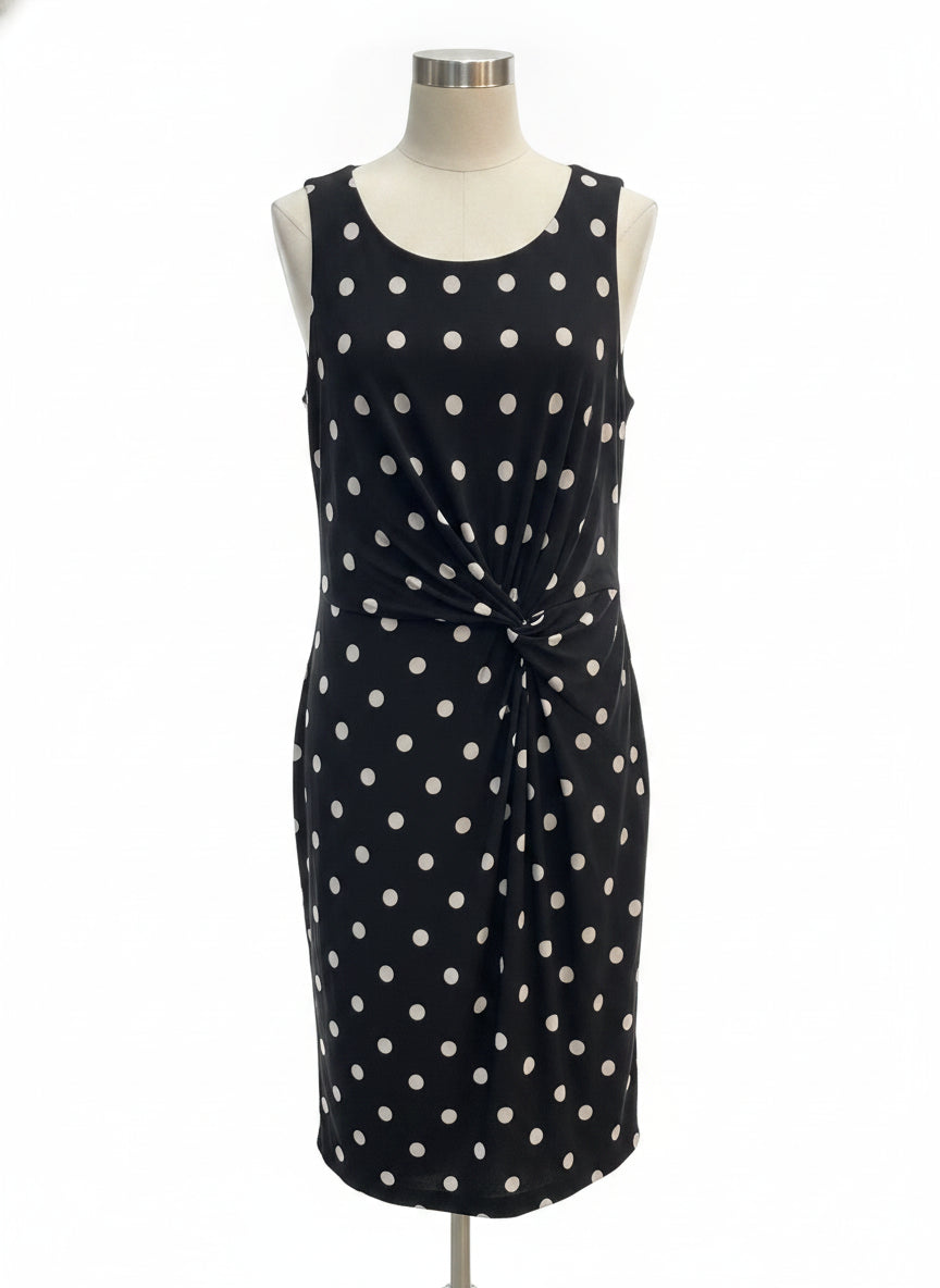 Ralph Lauren · Sleeveless Dress Twist front detail · 16 · Blk/White Polka-Dots