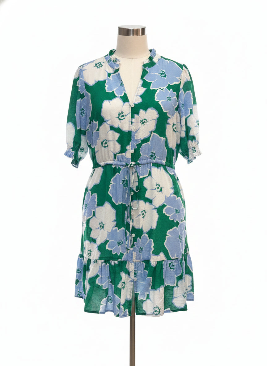 Sonoma · Balloon Sleeve Dress · Large · GreenLightBlue