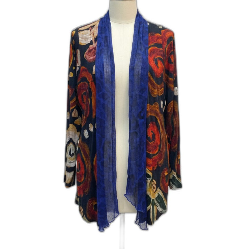 SoftSurroundings · Open Drape Cardigan · Medium · Black Rust