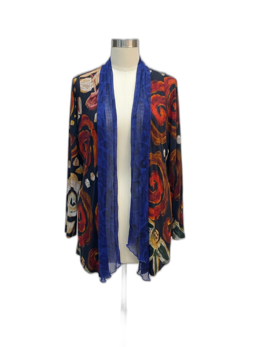 SoftSurroundings · Open Drape Cardigan · Medium · Black Rust