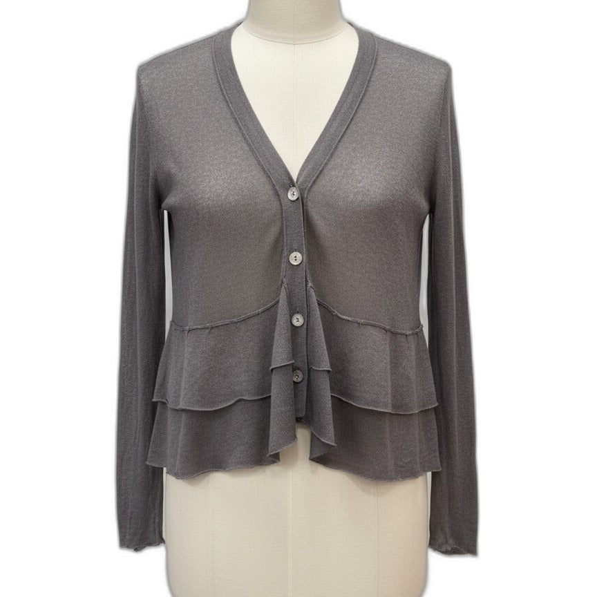 J. Jill · Button Up Cardigan Tiered Detail · Medium · Gray