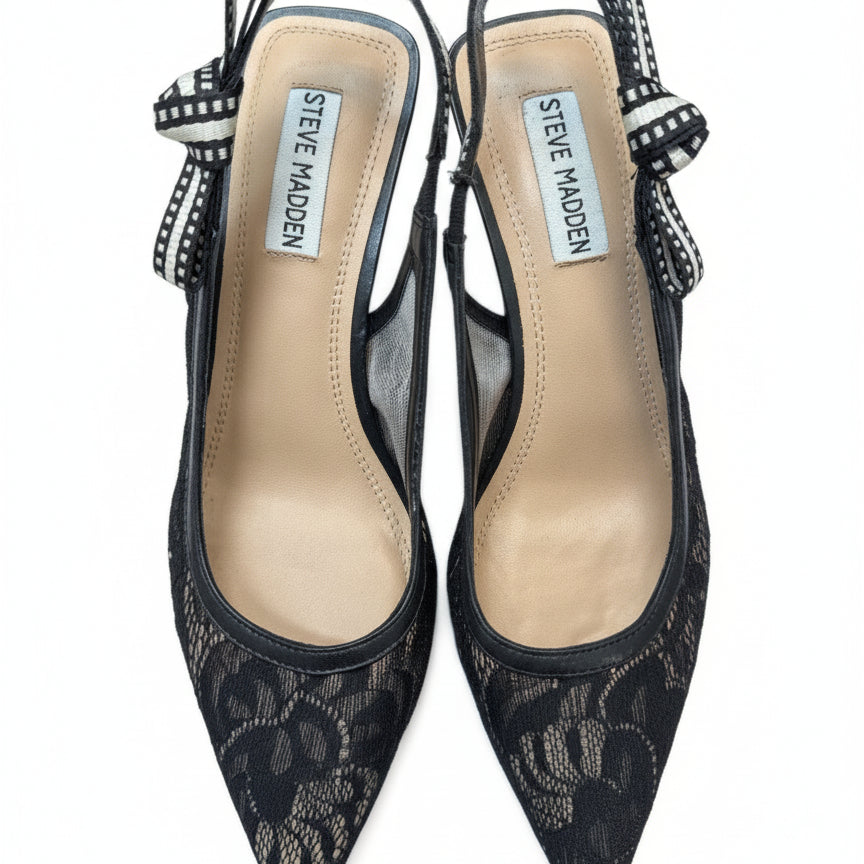 Steve Madden · Rodes Lace Slingbacks · 8 · BlackCream