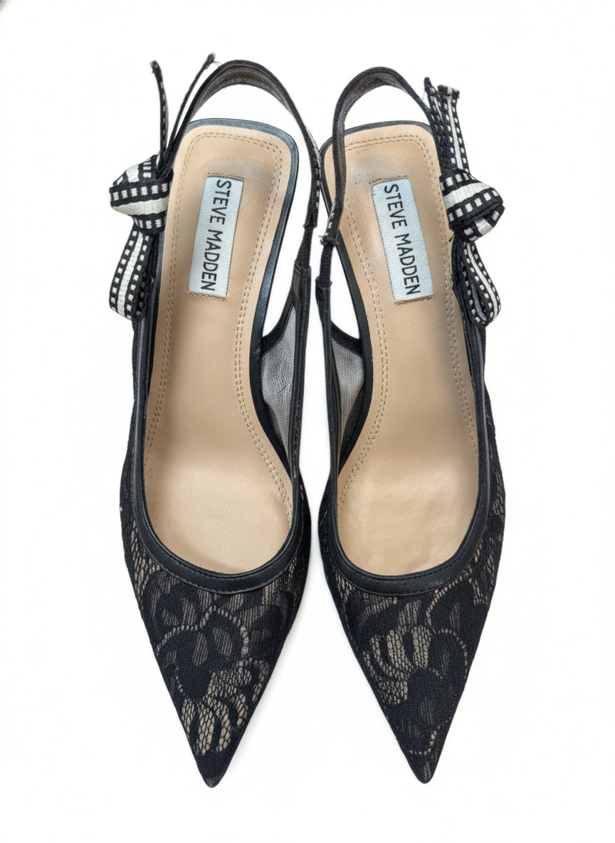 Steve Madden · Rodes Lace Slingbacks · 8 · BlackCream