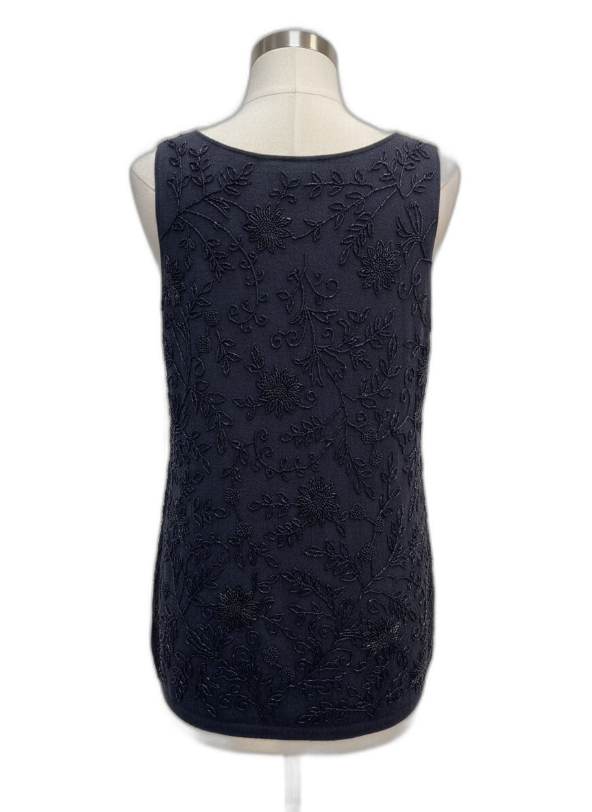 Sutton Studio · Cashmere Sl Beaded Top · Small · Black