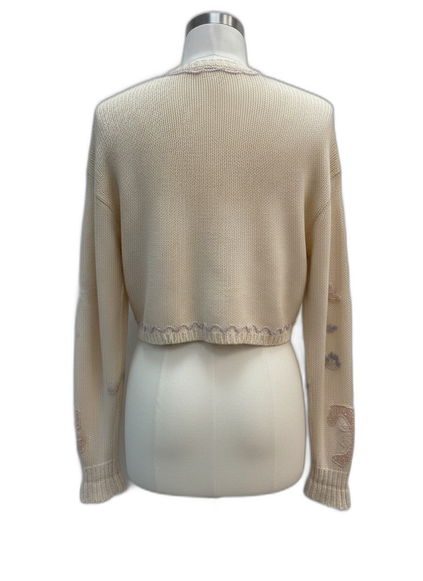 PetitelIllust · Open Drape Cardigan · Medium · CreamMulti