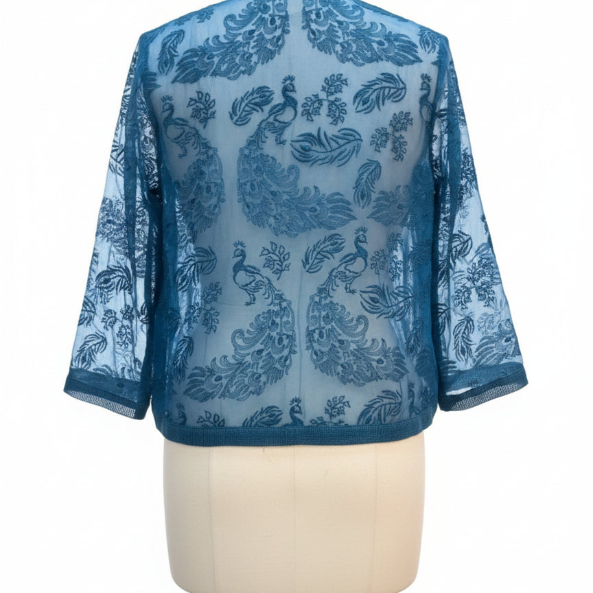 SoftSurroundings · Open Drape Cardigan · Medium · Blue Lace