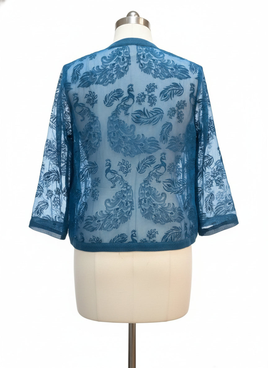 SoftSurroundings · Open Drape Cardigan · Medium · Blue Lace