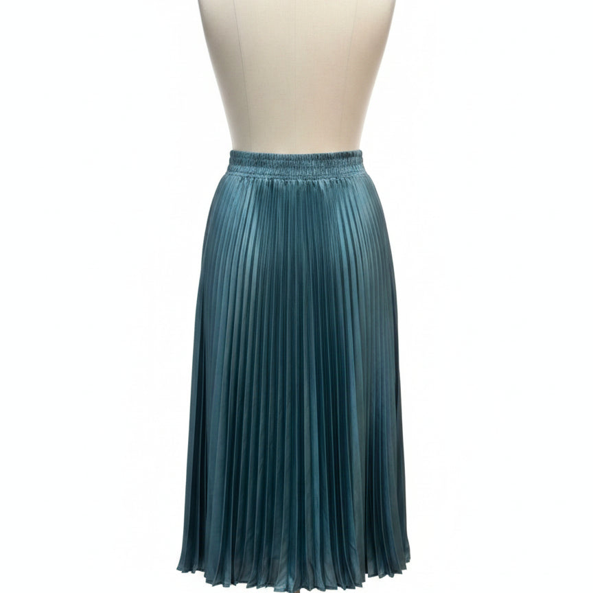 Anthropologie · Pleated Satin Skirt · XSmall · Teal