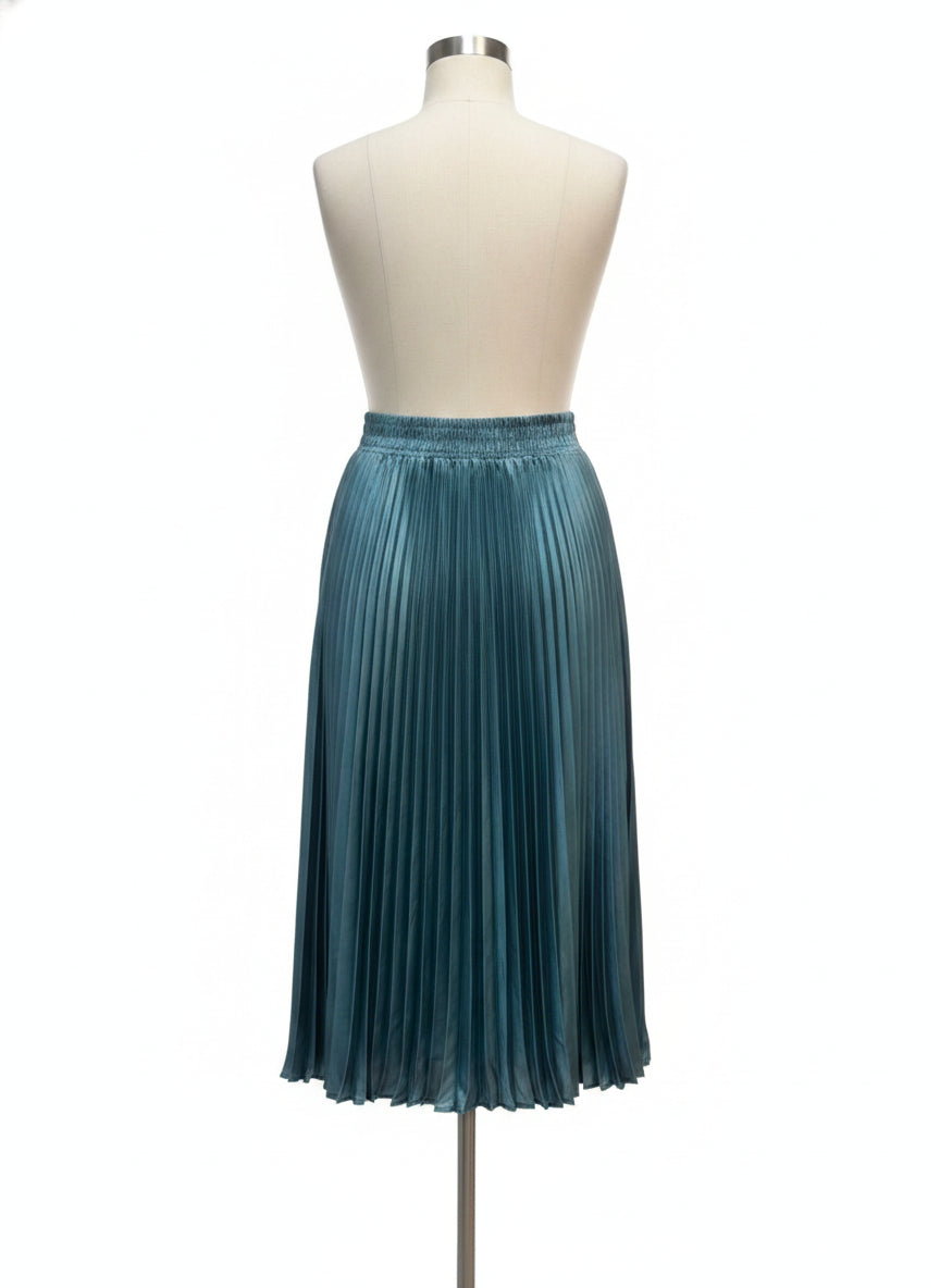 Anthropologie · Pleated Satin Skirt · XSmall · Teal