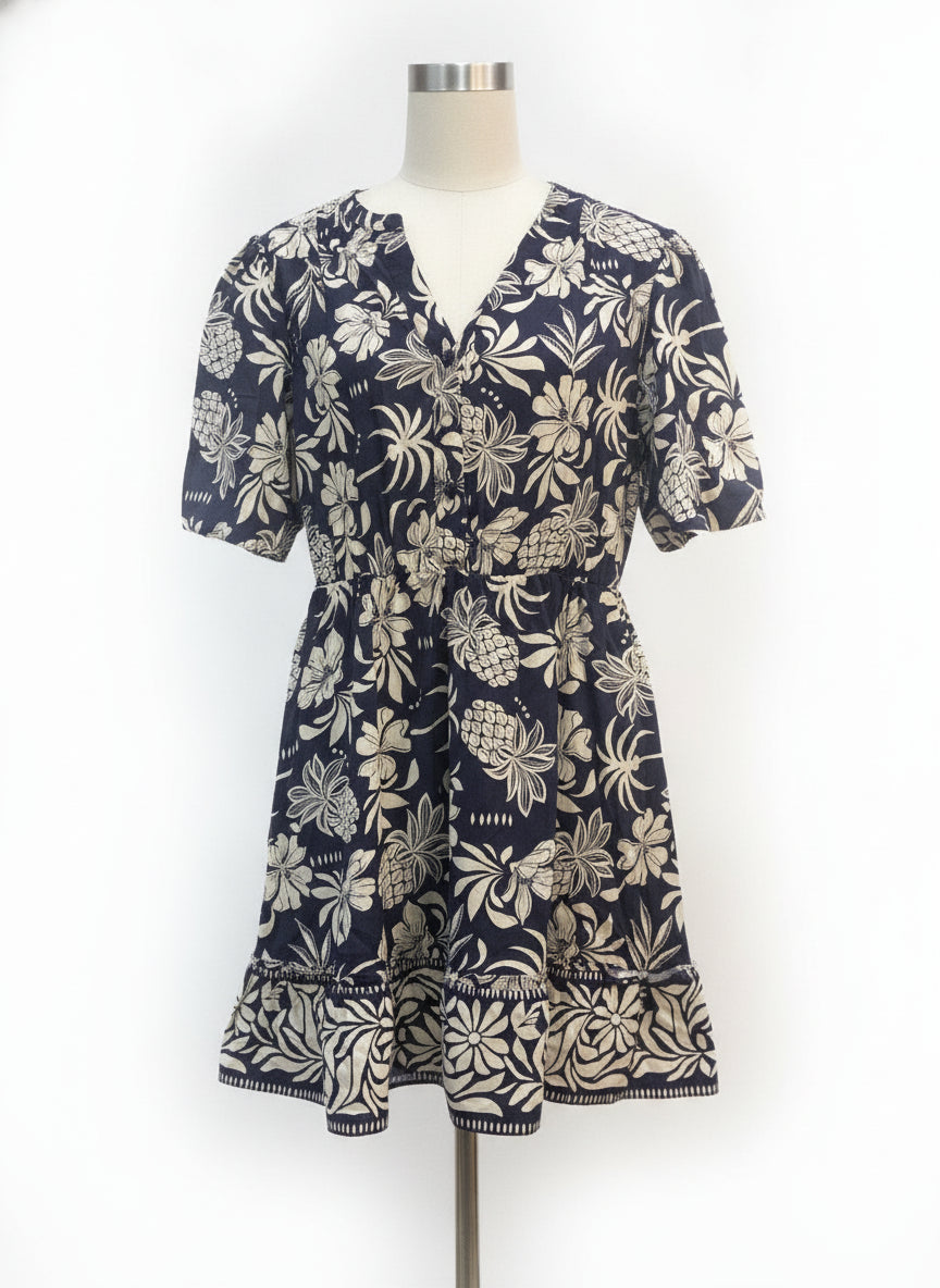 Joie · Elbow Length Dress · 16 · Navy/Cream