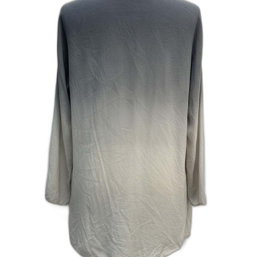 Eileen Fisher · SL Top w/Open Cardi 100% Silk · Large · Gray Ombré