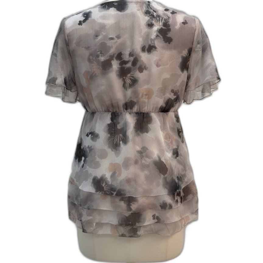 Sundance · Flutter Sleeve Top · Large · TaupeMulti
