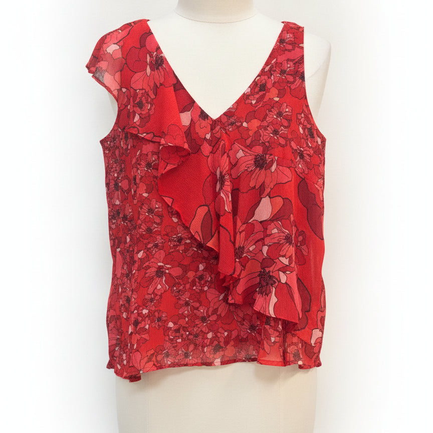Bar III · Sleeveless Top · Large · Red Floral