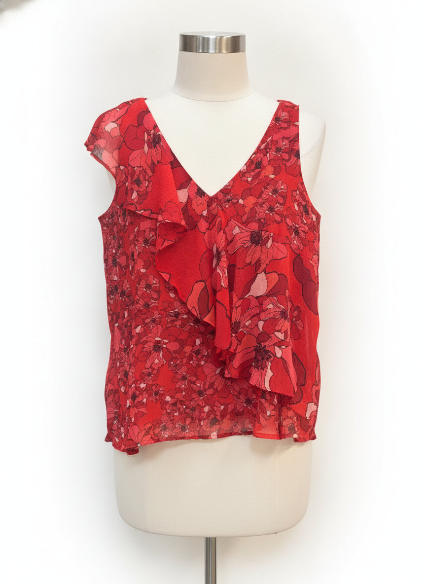 Bar III · Sleeveless Top · Large · Red Floral