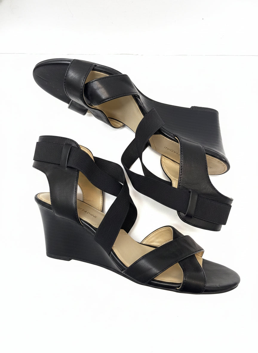 Adrienne Vittadini · Criss Cross straps Wedges · 8.5 · Black
