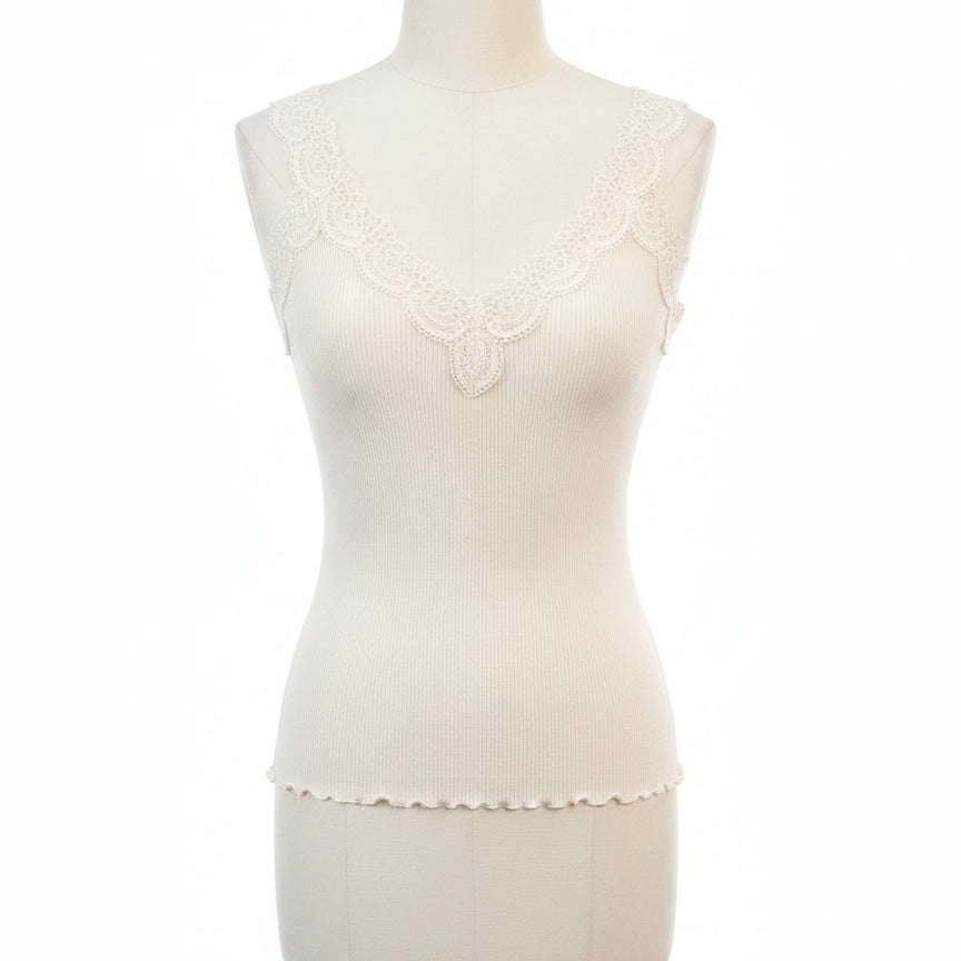 Madewell · Sleeveless Top w/ Lace Detail · Large · Cream