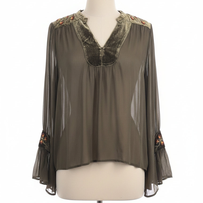 Soft Surroundings · Boho Top · Large · Olive