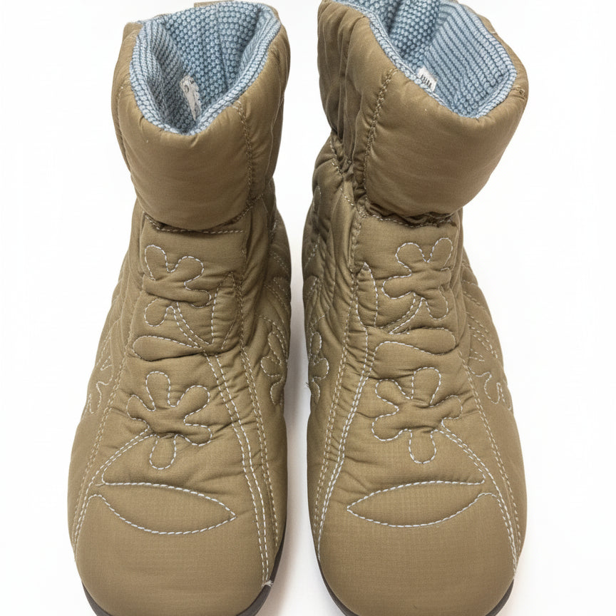 Acorn · Floral embroidered booties · 7 · TanBlue