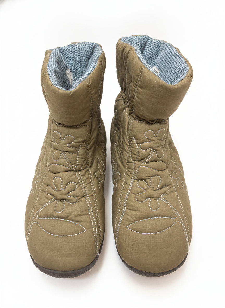 Acorn · Floral embroidered booties · 7 · TanBlue