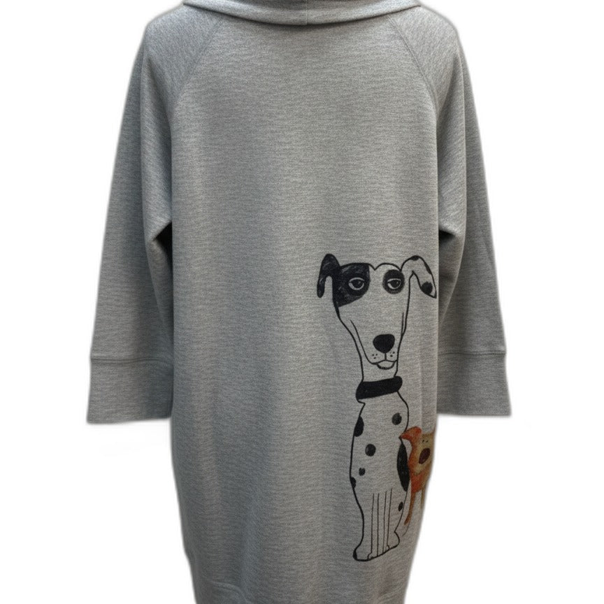 Inoah · Cat and Doggies Pattern · Large · GrayMulti