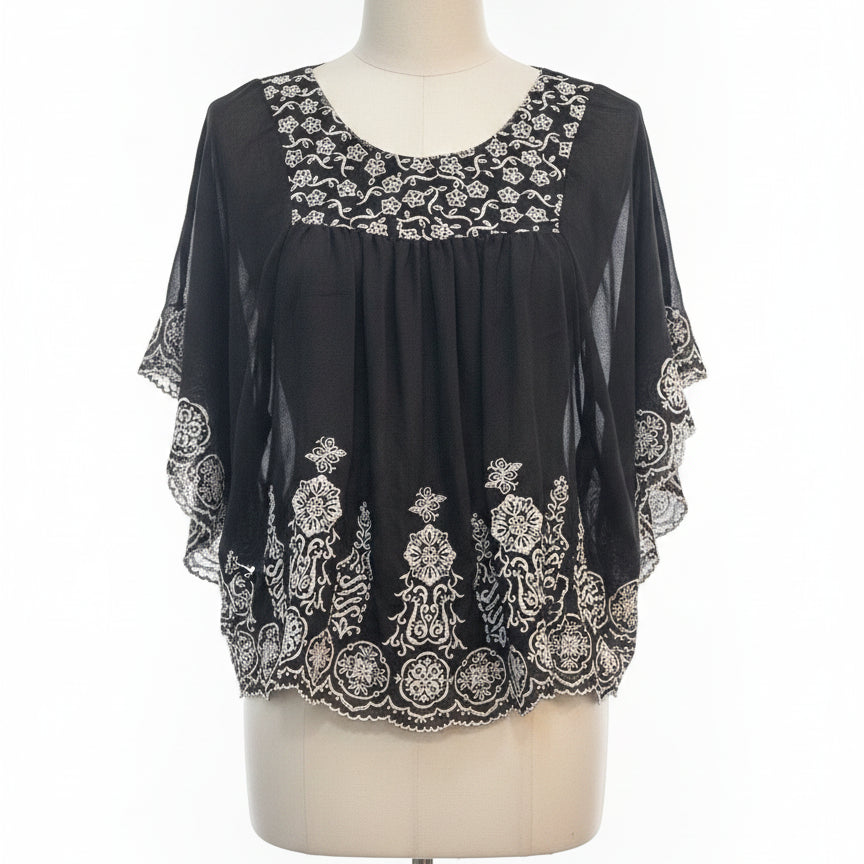 INC International Concepts · Boho Top · Medium · Black/White