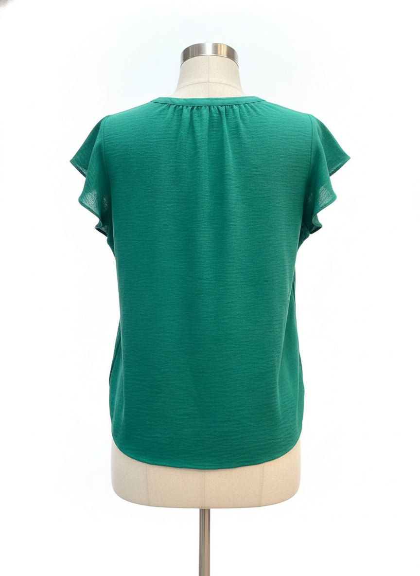 Adrianna Papell · Flutter Sleeve Top · XLarge · Green
