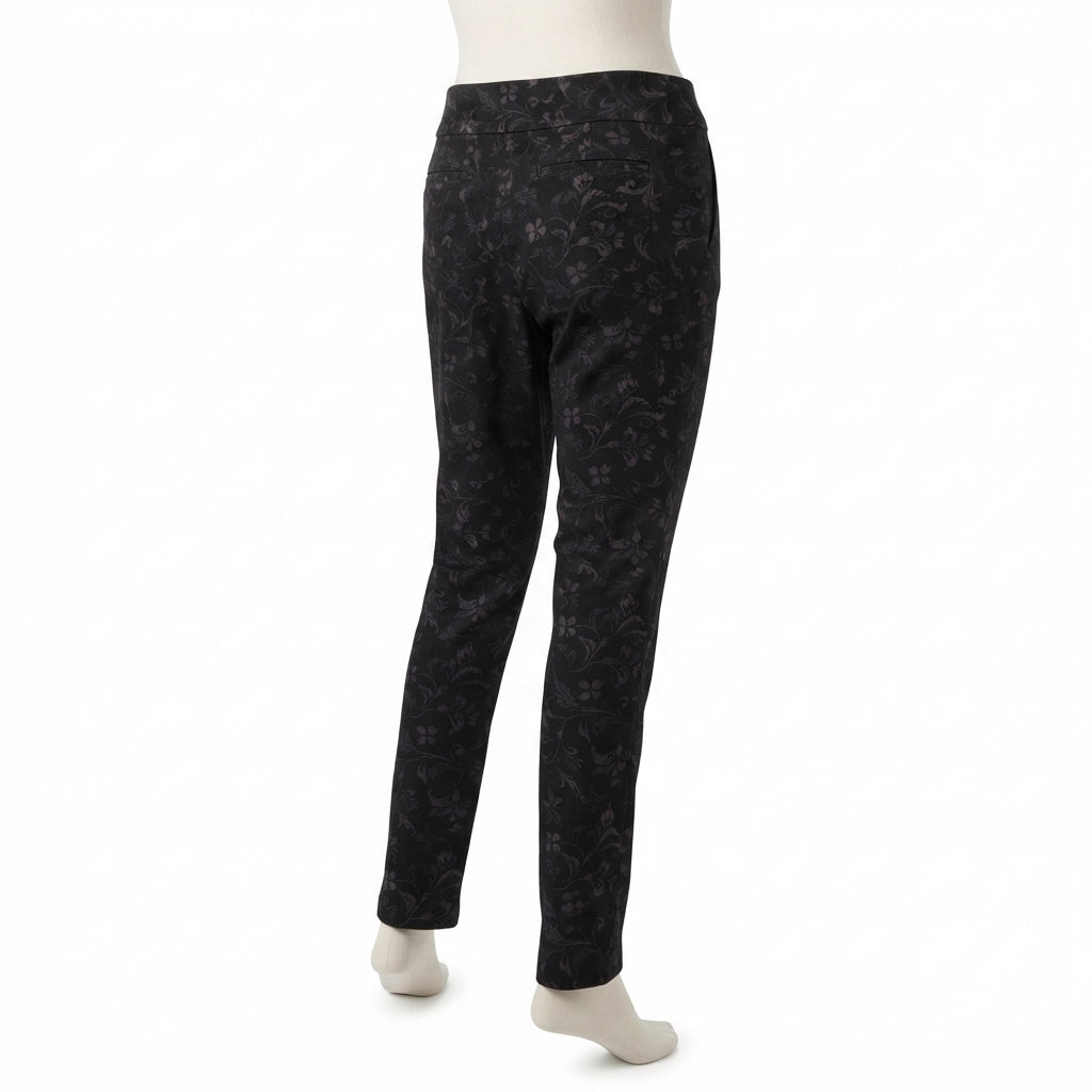 SoftSurroundings · Comfort Waist Pants · Medium · Black Floral