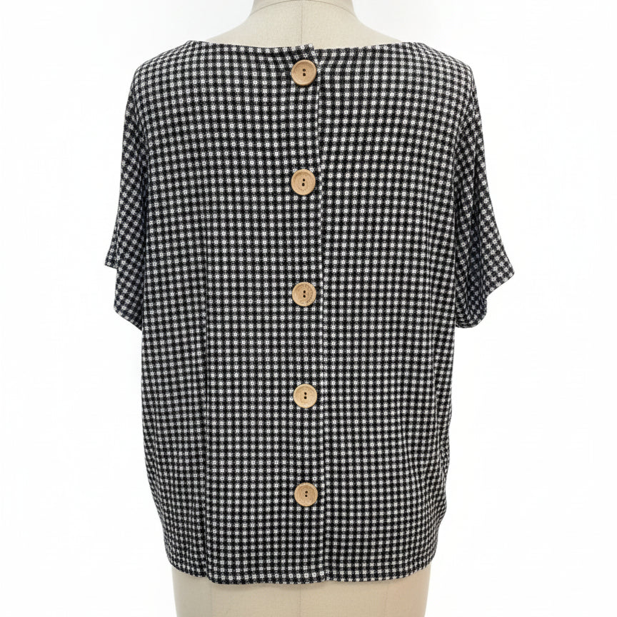 Anthropologie · Blue Tassel · Large · Black/White Gingham