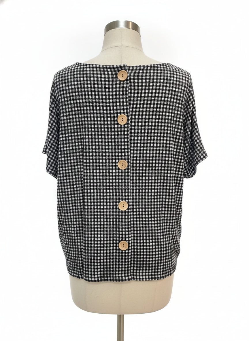 Anthropologie · Blue Tassel · Large · Black/White Gingham