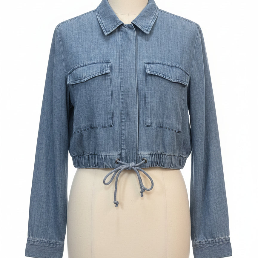 Splendid · Chambray Cropped Jacket · Medium · Chambray