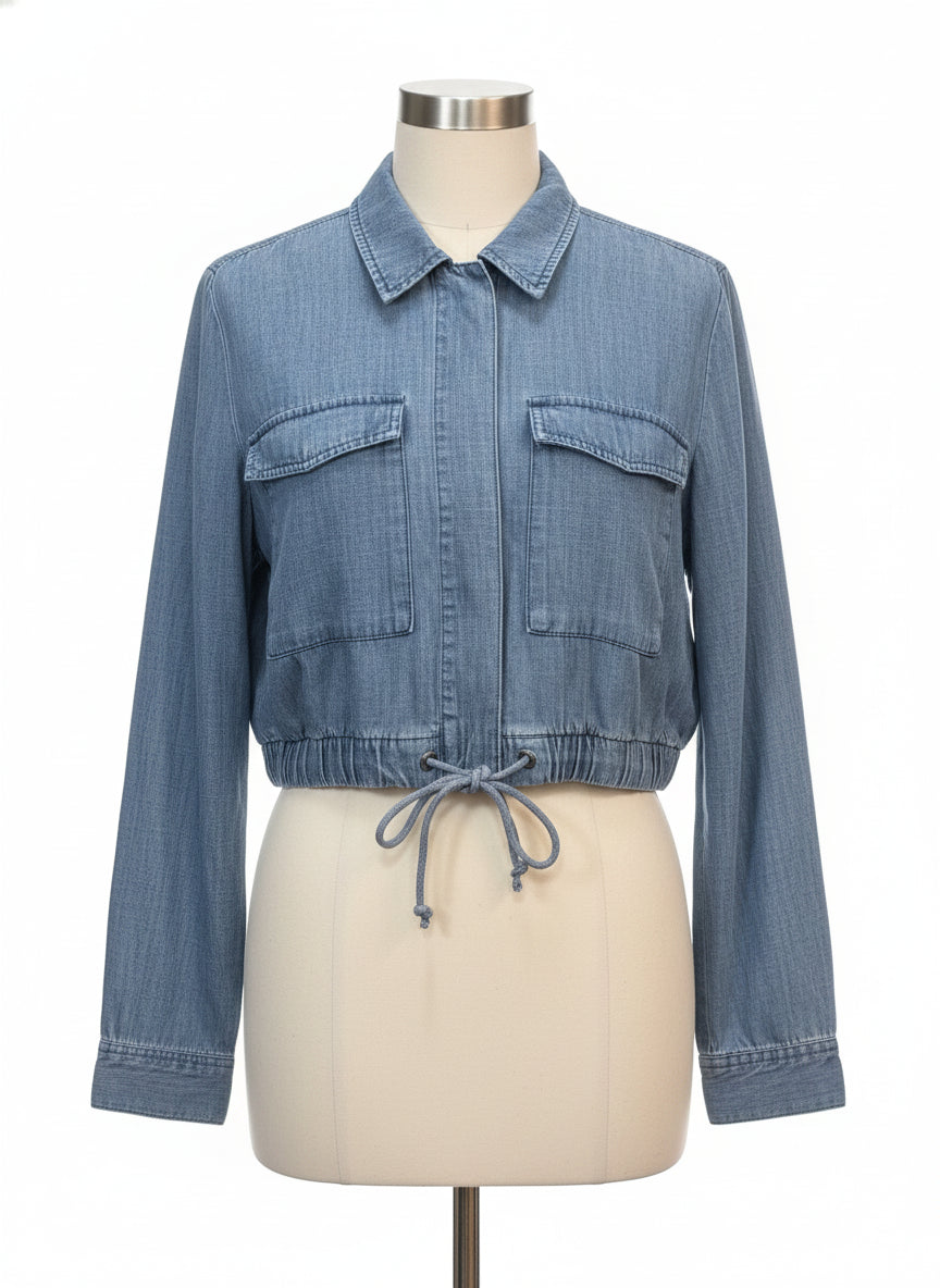 Splendid · Chambray Cropped Jacket · Medium · Chambray