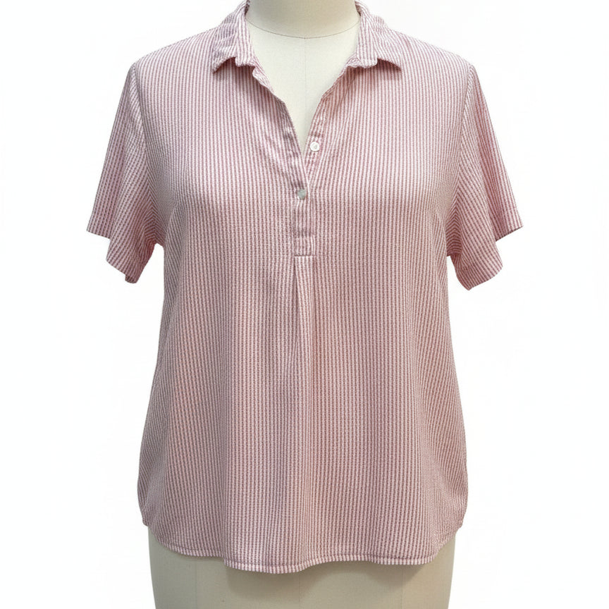 L.L.Bean · Short Sleeve Top · 2X · Red/White