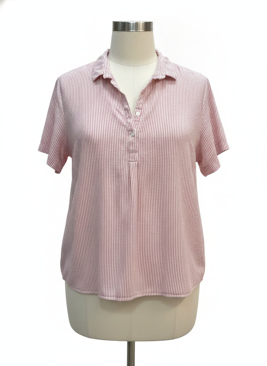 L.L.Bean · Short Sleeve Top · 2X · Red/White