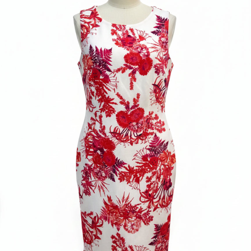 Mario Serrani · Floral Print Dress · 12 · Pink/White