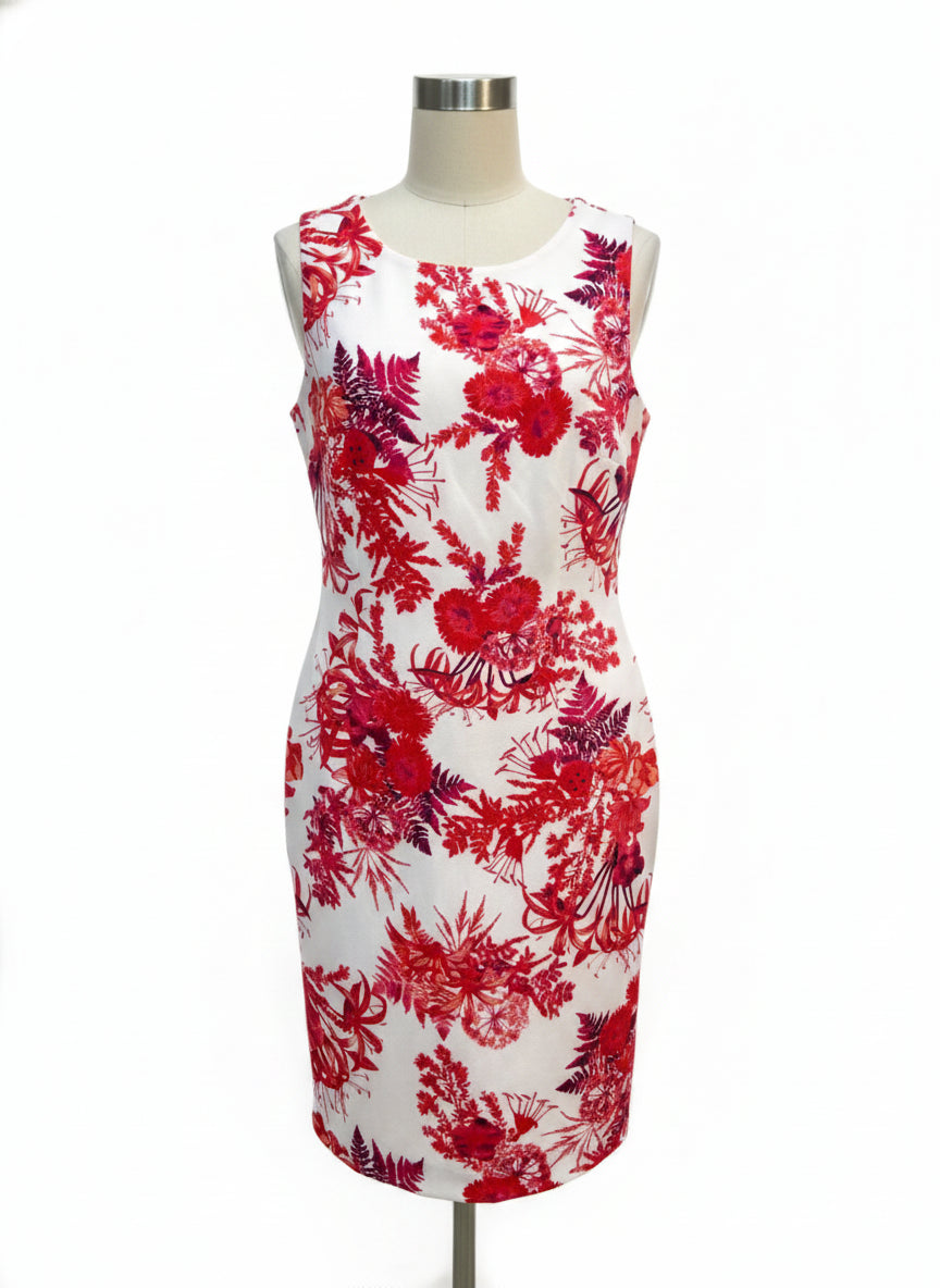 Mario Serrani · Floral Print Dress · 12 · Pink/White
