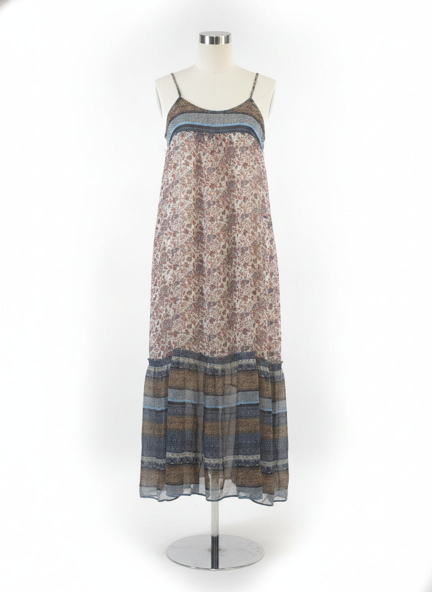 Anthropologie · Floreat Maxi Dress w/Smocked Back Detail · Medium · BrownMulti