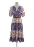 Harlow & Rose · Balloon Sleeve Floral Print Dress with Belt · Medium · WhiteFloral