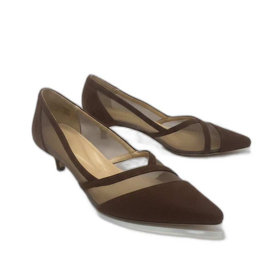 Adrienne Vittadini · Slew micro suede kitten heel pumps · 7.5 · Chocolate