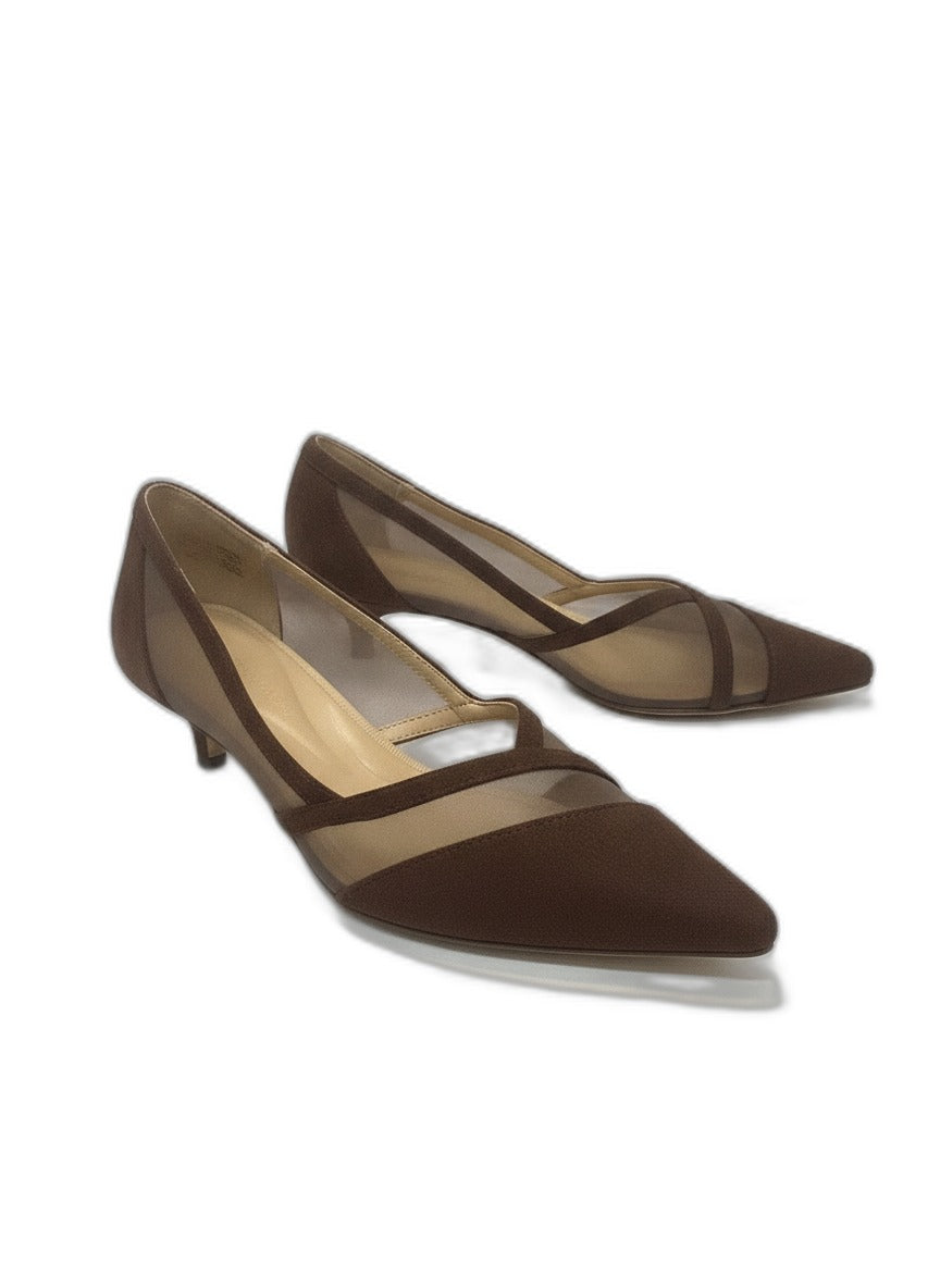 Adrienne Vittadini · Slew micro suede kitten heel pumps · 7.5 · Chocolate