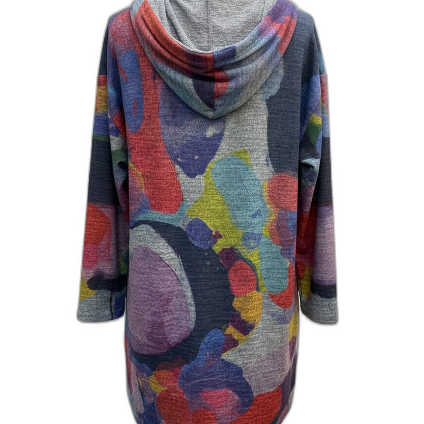 Claire Desjardins · Hooded Abstract Art Print Pullover · Large · BlueMulti