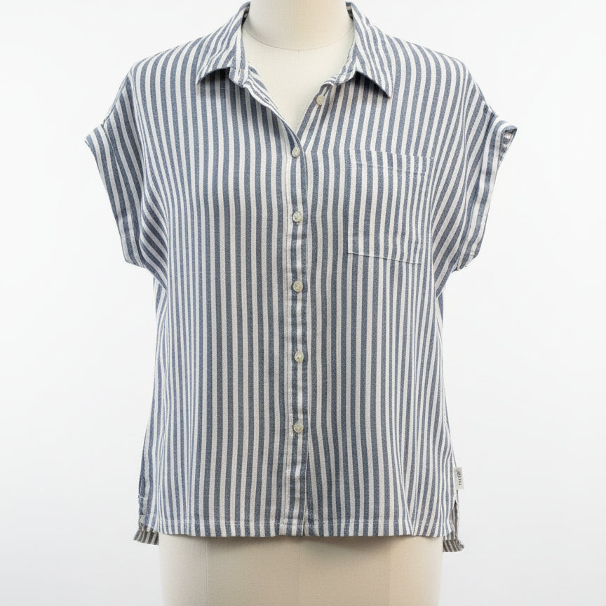 Orvis · Cap Sleeve Top · Medium · Navy/White
