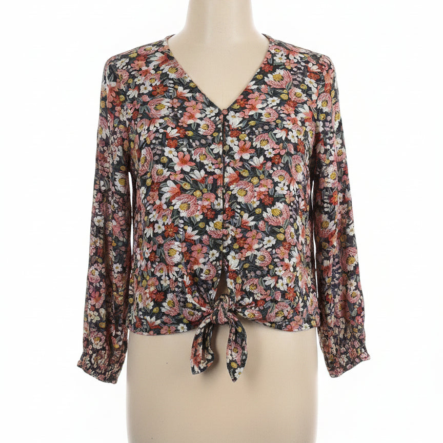 LOFT · Front Tie Detail · Medium · RoseGrn+ Floral