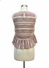 Anthropologie · Blue Tassel Sleeveless Striped Cropped Peplum Top · Small · Cream Lavender