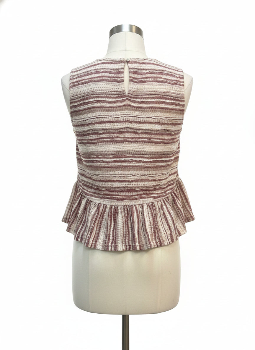 Anthropologie · Blue Tassel Sleeveless Striped Cropped Peplum Top · Small · Cream Lavender